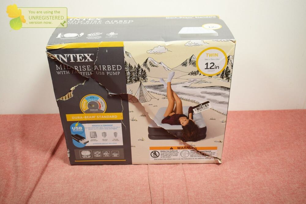 Intex Mid Rise 12" Air Mattress with Internal USB Pump Twin Size